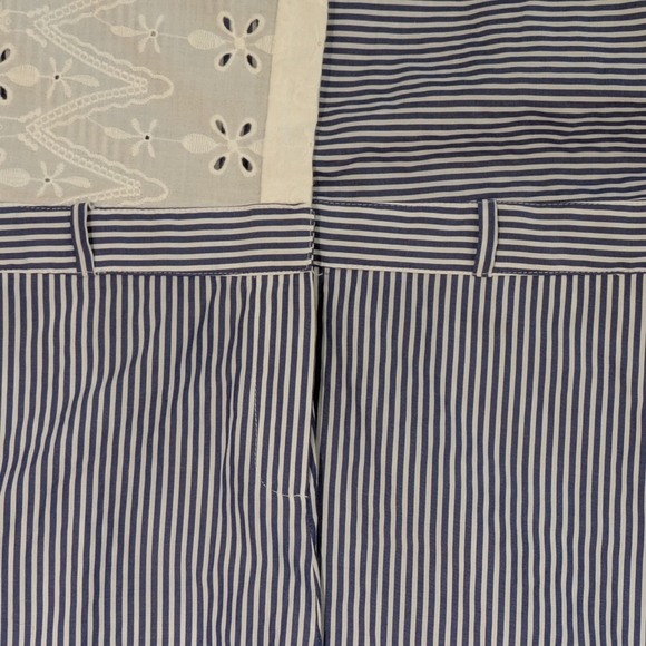 EUC Zara Basic S 100% Cotton Pinstripe Eyelet Button Down Zip Fly Jumpsuit - Picture 3 of 10